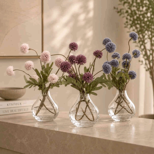 Flower Arrangement | The Glass Splash Trio with Faux Flowers