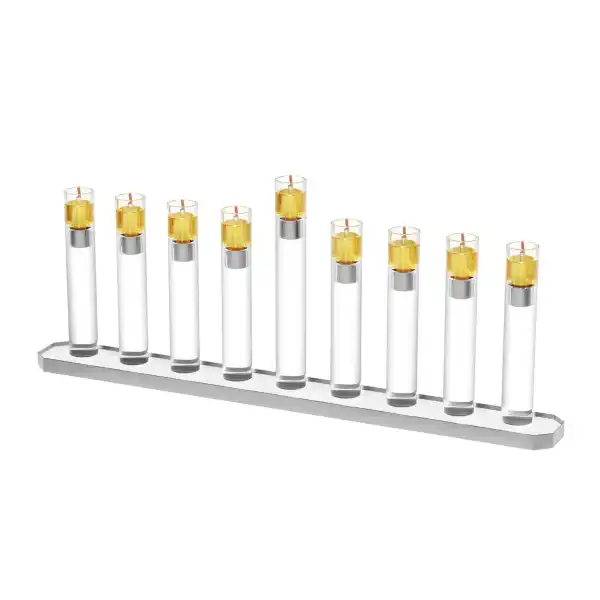 Menorah - Tube Silver