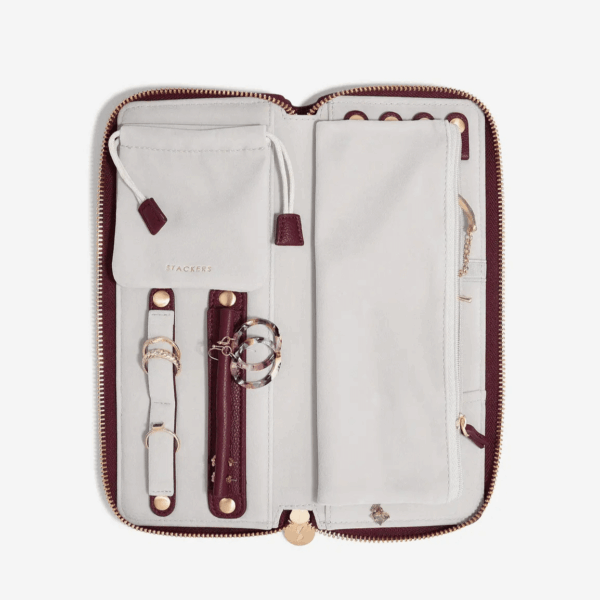 Travel Jewelry Roll, Burgundy - Image 4