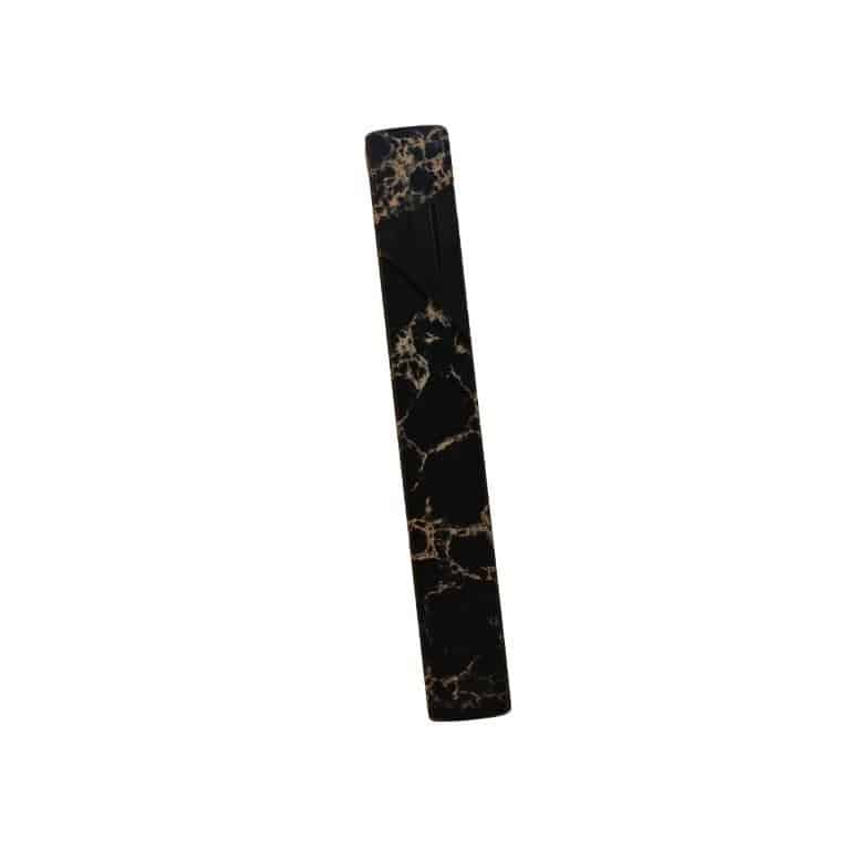 Marble Mezuzah Case, Black with a Black Shin