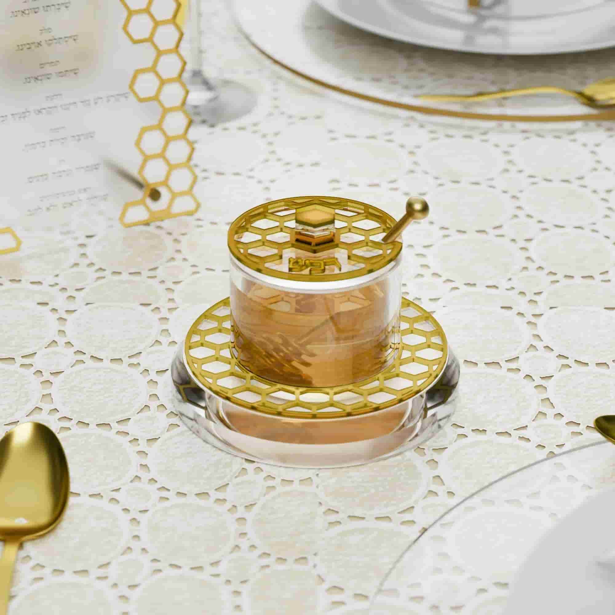 Honeycomb Honey Dish, Gold - Image 2