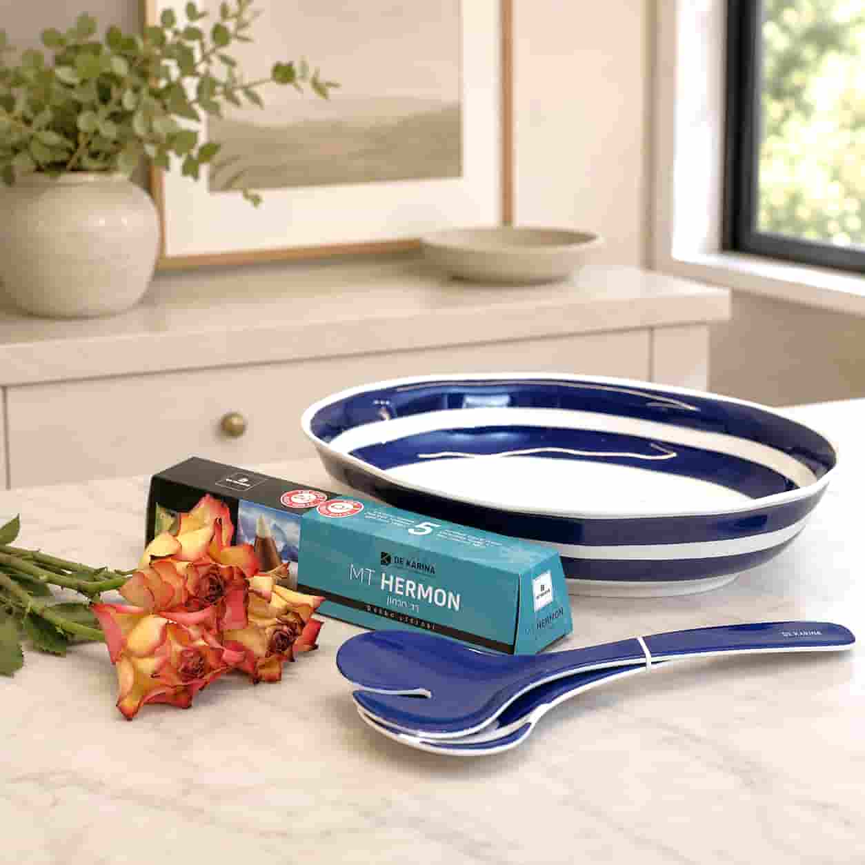 Gift Package | Riviera Oval Salad Bowl & Servers and Mt Hermon Chocolates