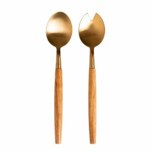 Natural Luxe Salad Servers | Gold & Wood Serving Set